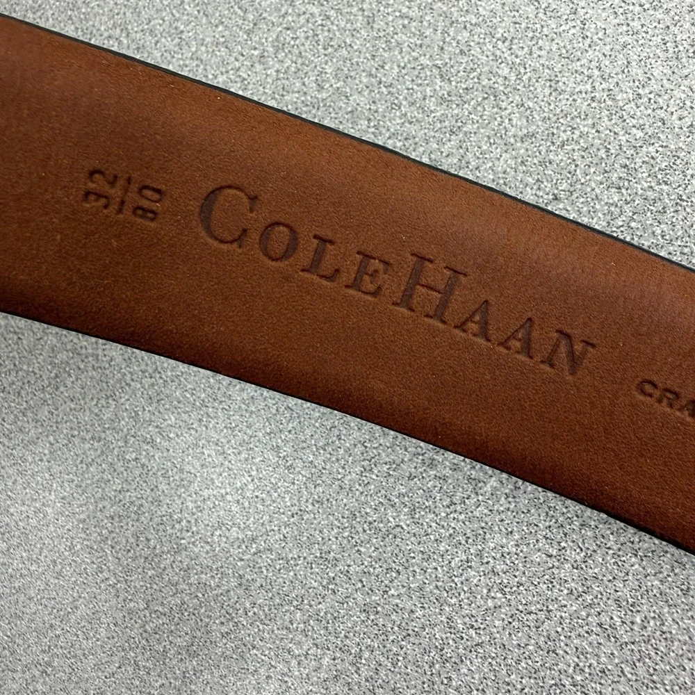 Cole Haan Polished Leather Belt 32 Mens Burgundy Dress Silver Buckle 1.25 Canada